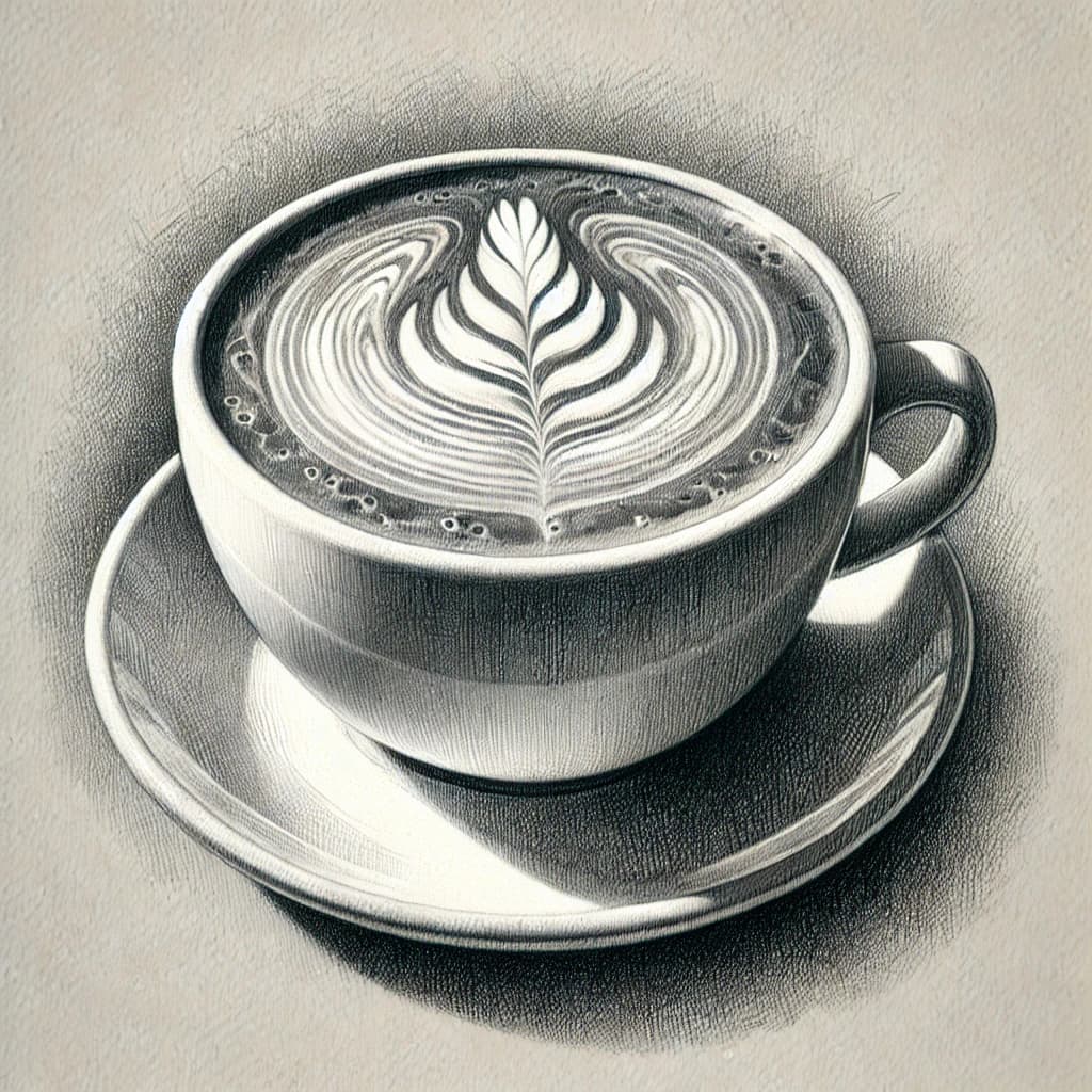 Pencil sketch of a latte